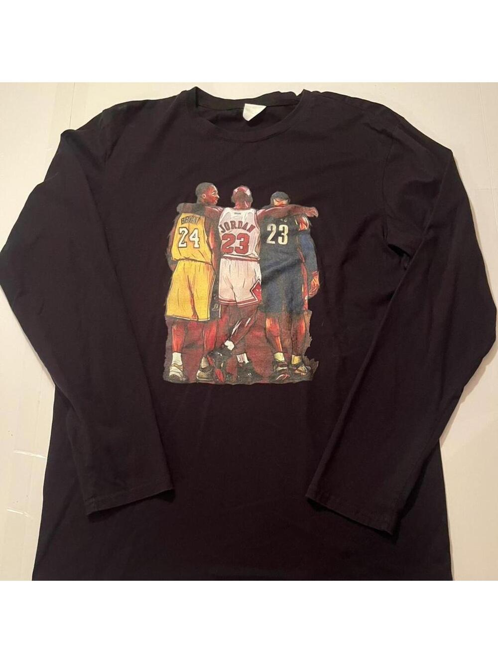 2000s NBA Lebron Kobe Jordan Long Sleeve Graphic tee, Sized Medium